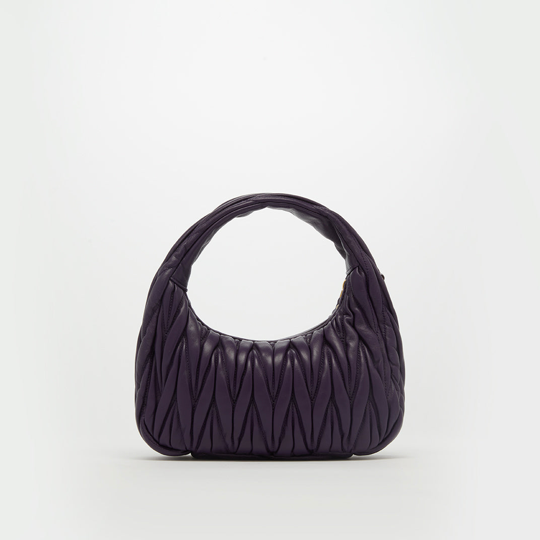 Wander Matelassé Leather Hobo Bag in Purple