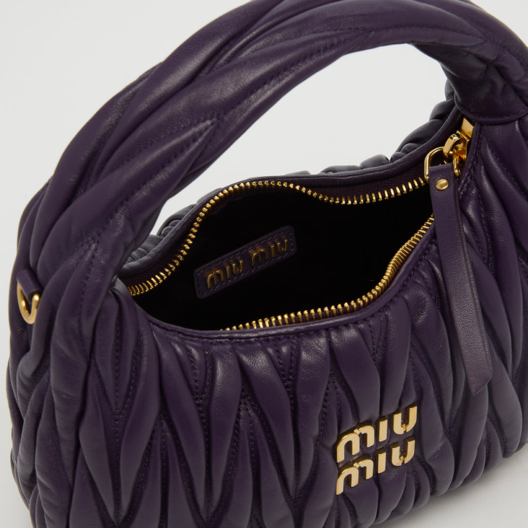 Wander Matelassé Leather Hobo Bag in Purple