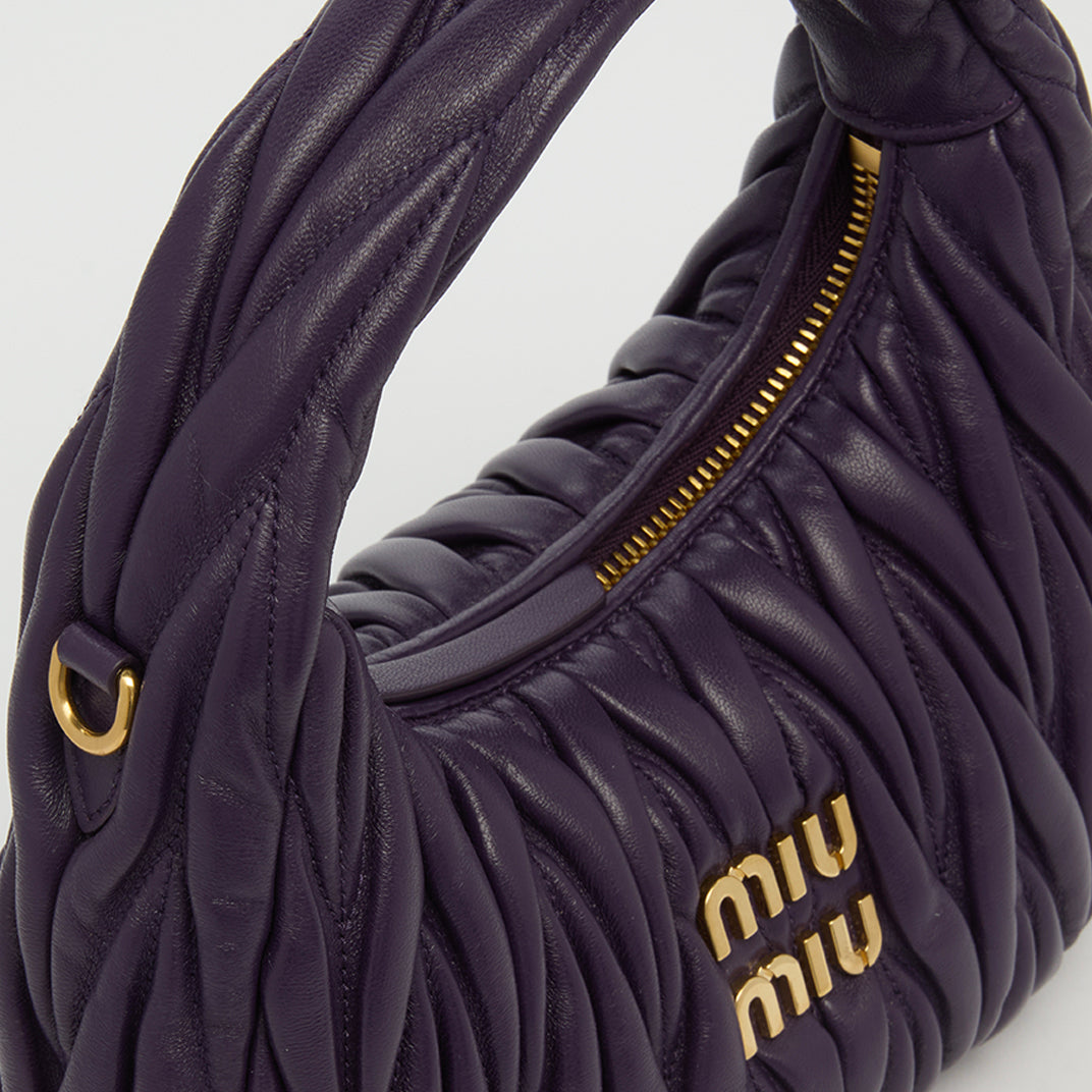 Wander Matelassé Leather Hobo Bag in Purple