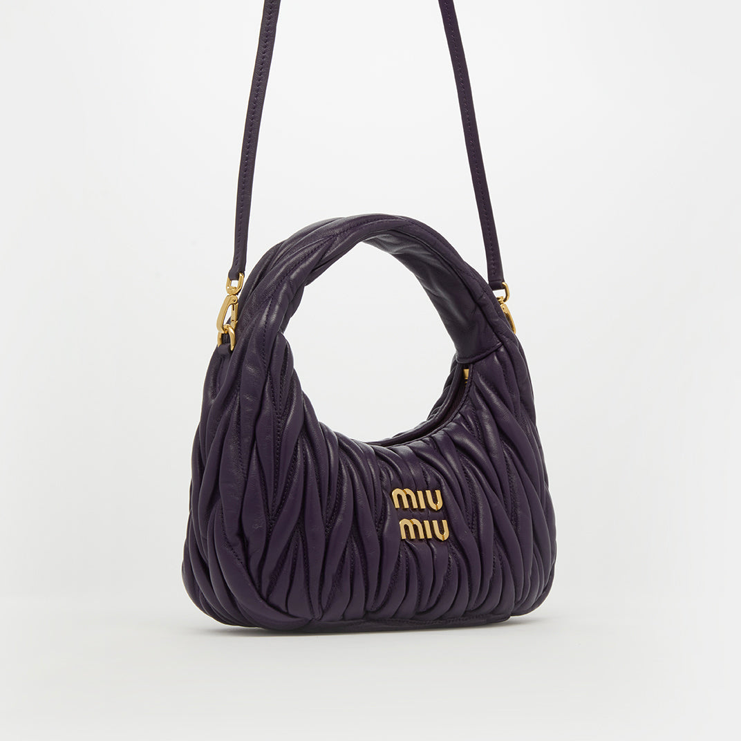 Wander Matelassé Leather Hobo Bag in Purple