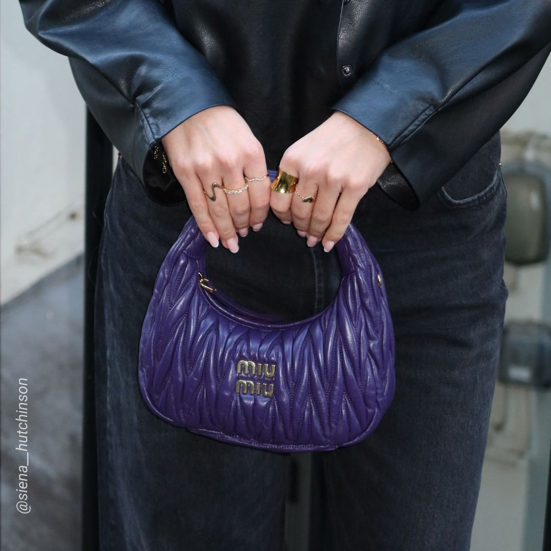 MIU MIU Wander Matelasse Leather Hobo Bag in Purple COCOON