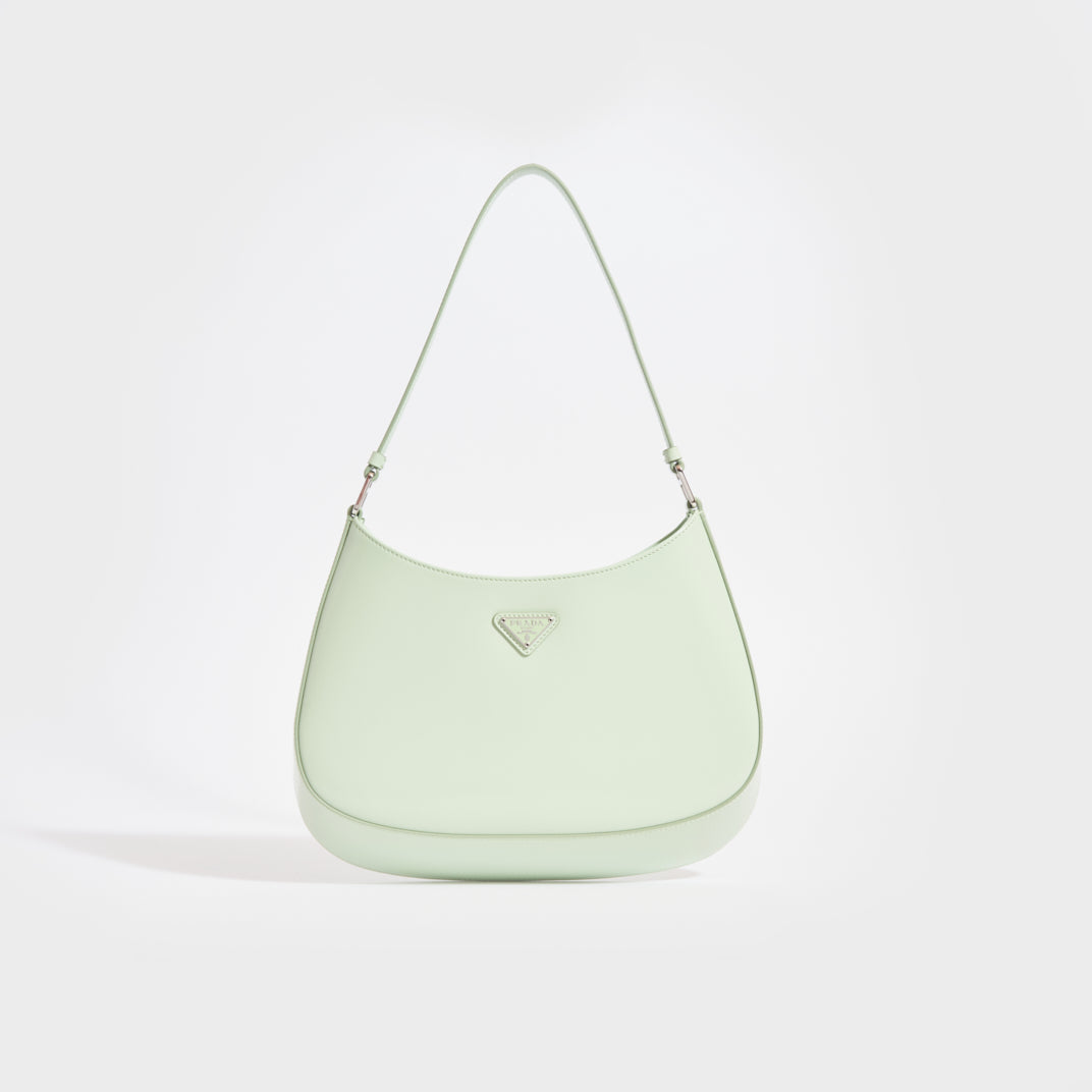 PRADA Cleo Brushed Leather Shoulder Bag Aqua COCOON