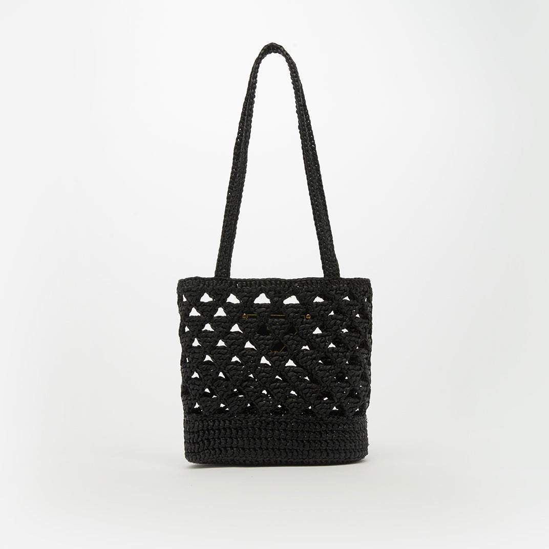 Small Crochet Tote Bag in Black