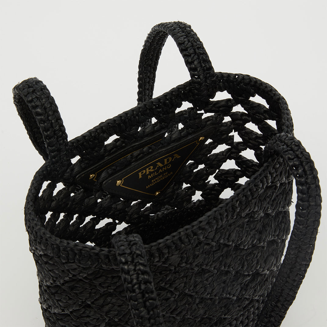 Small Crochet Tote Bag in Black