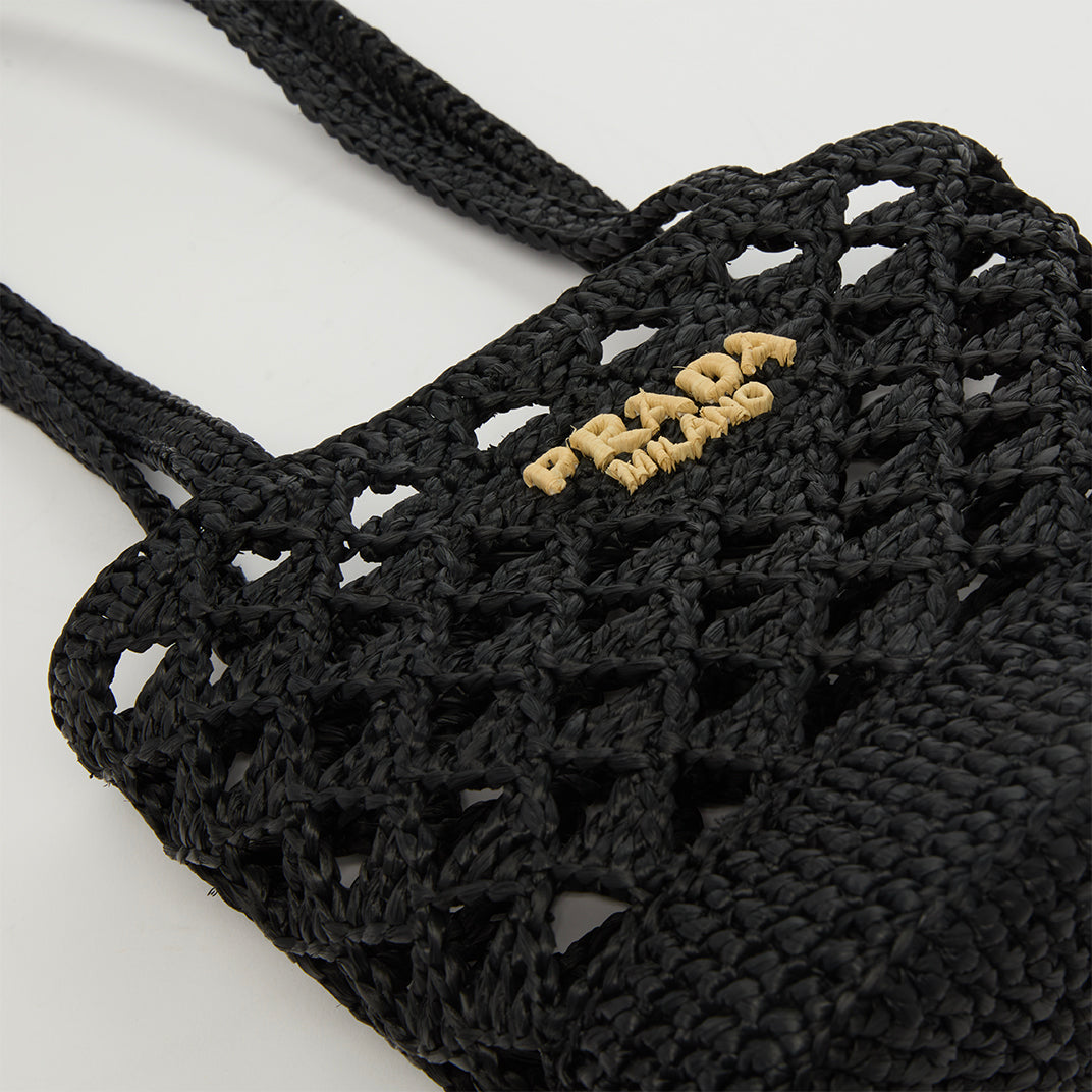 Small Crochet Tote Bag in Black