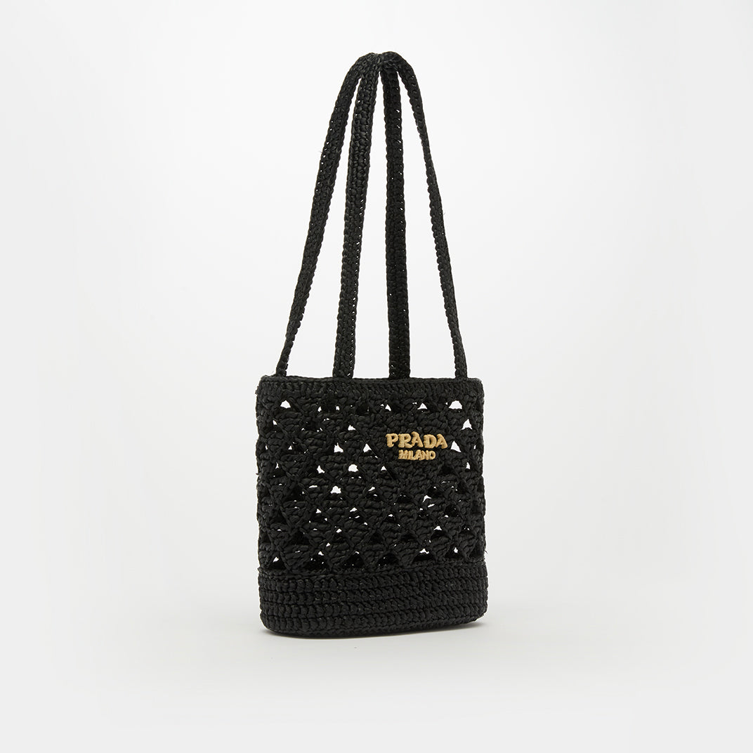 Small Crochet Tote Bag in Black