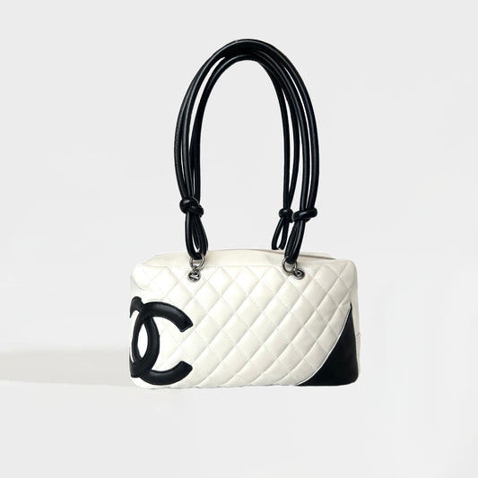 Cambon Ligne Bowler Bag in Quilted White Leather 2005 - 2006 [ReSale]