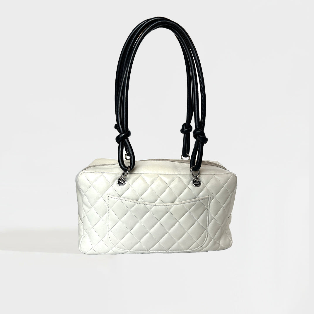 Cambon Ligne Bowler Bag in Quilted White Leather 2005 - 2006 [ReSale]