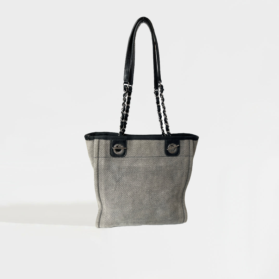 Chanel deauville grey fashion canvas tote