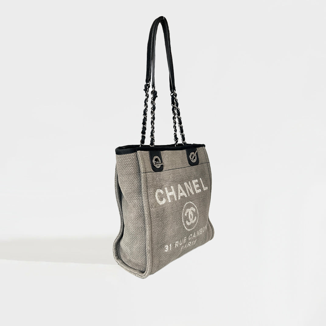 Deauville PM Canvas Chain Tote Bag in Grey 2012 [ReSale]