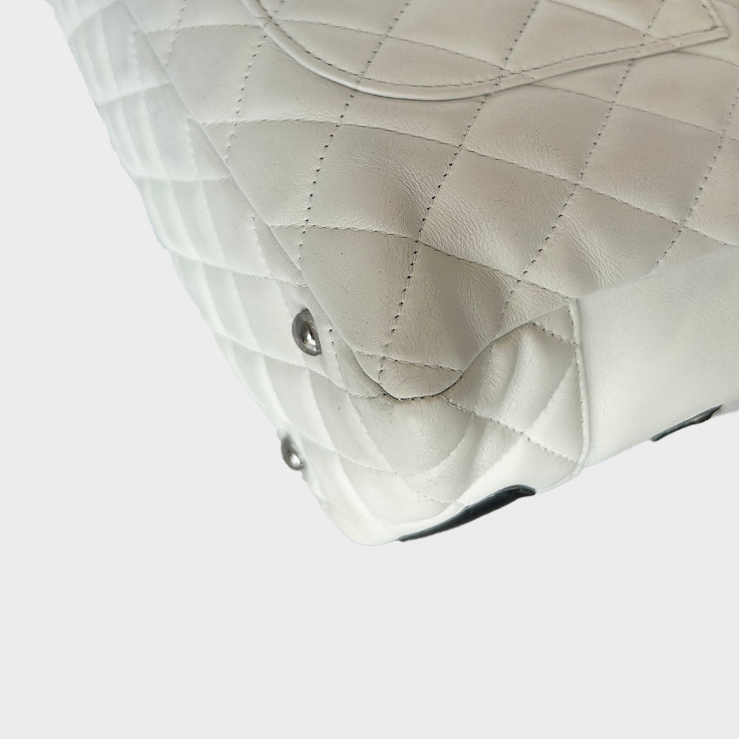 Cambon Ligne Bowler Bag in Quilted White Leather 2005 - 2006 [ReSale]