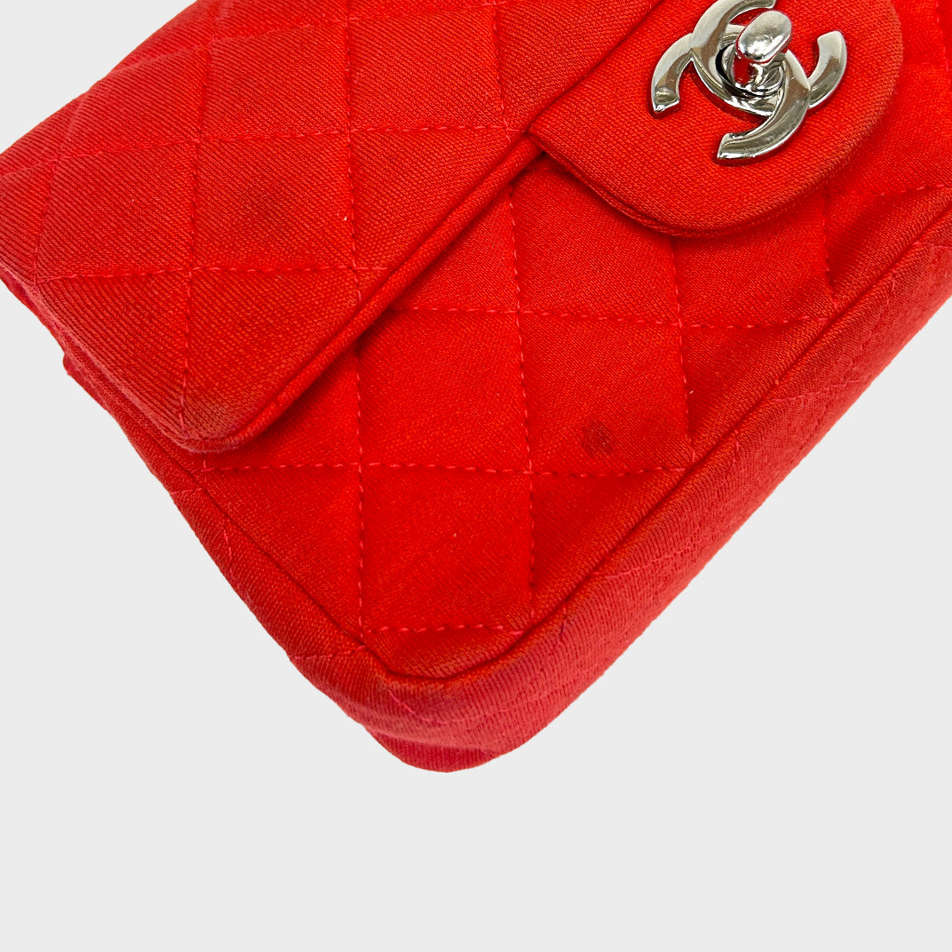 Mini Rectangular Single Flap Shoulder Bag in Red Jersey 2014 [ReSale]