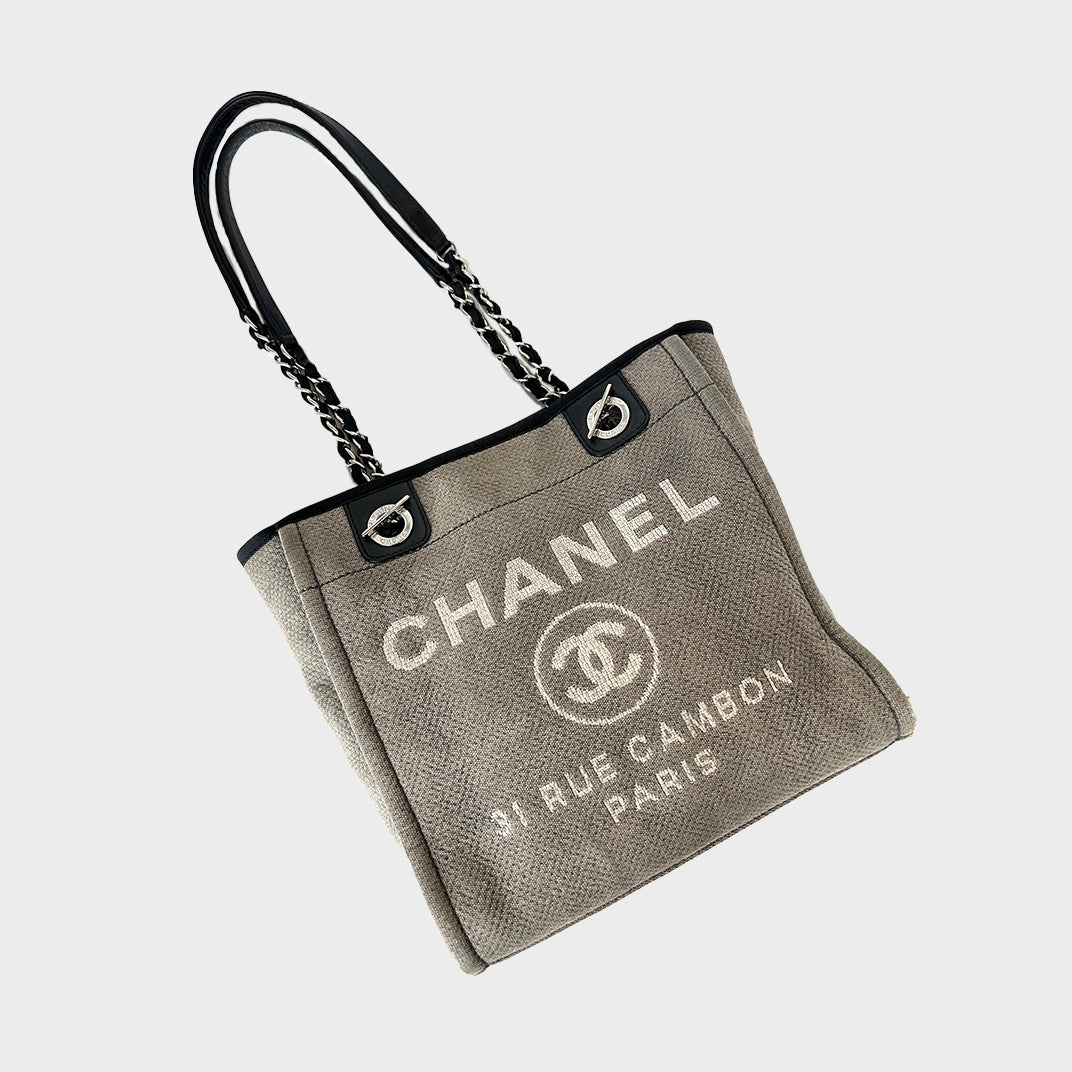 Deauville PM Canvas Chain Tote Bag in Grey 2012 [ReSale]