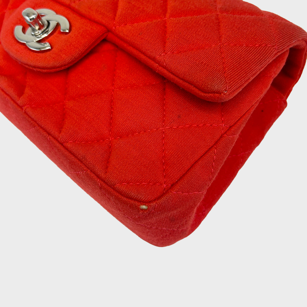 Mini Rectangular Single Flap Shoulder Bag in Red Jersey 2014 [ReSale]