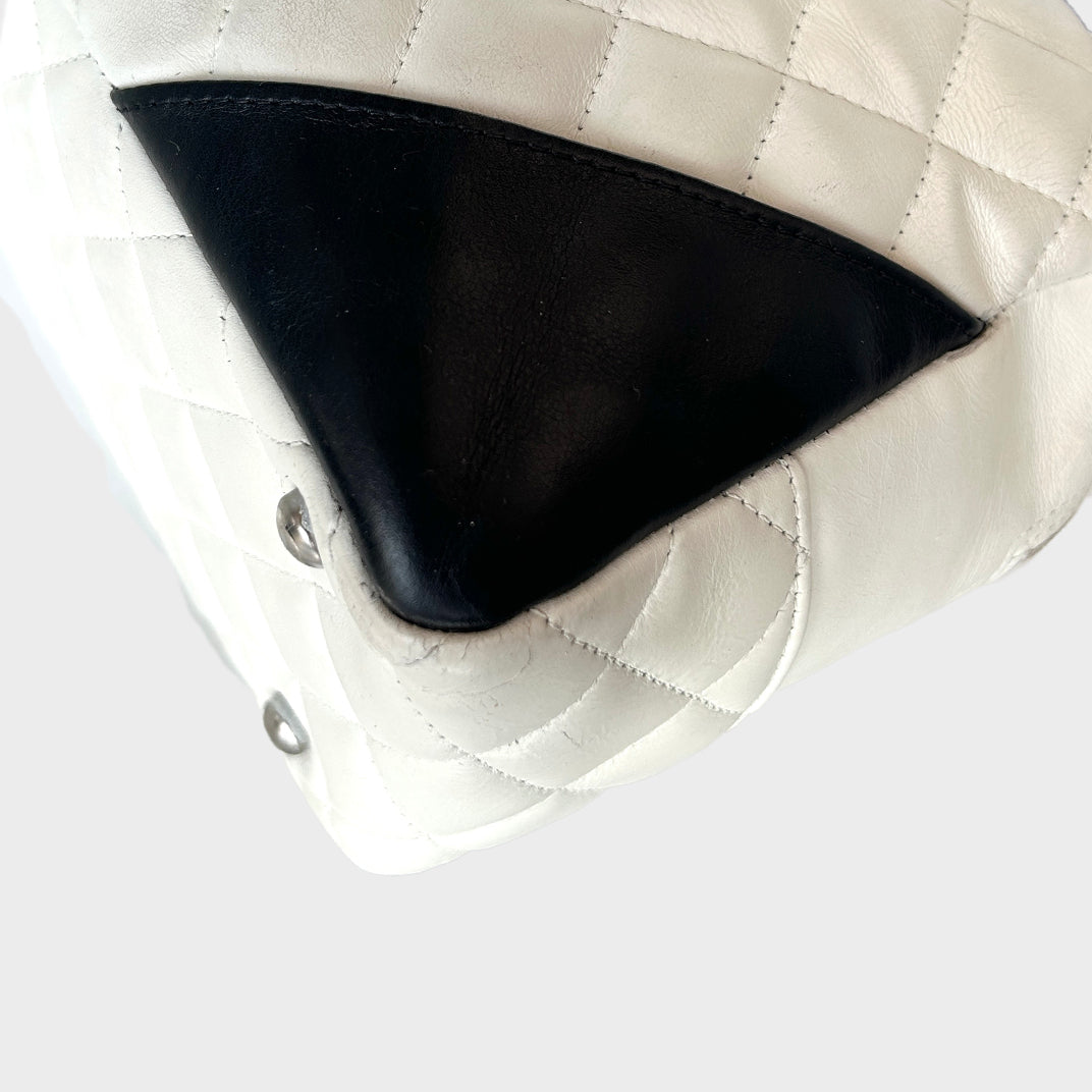 Cambon Ligne Bowler Bag in Quilted White Leather 2005 - 2006 [ReSale]