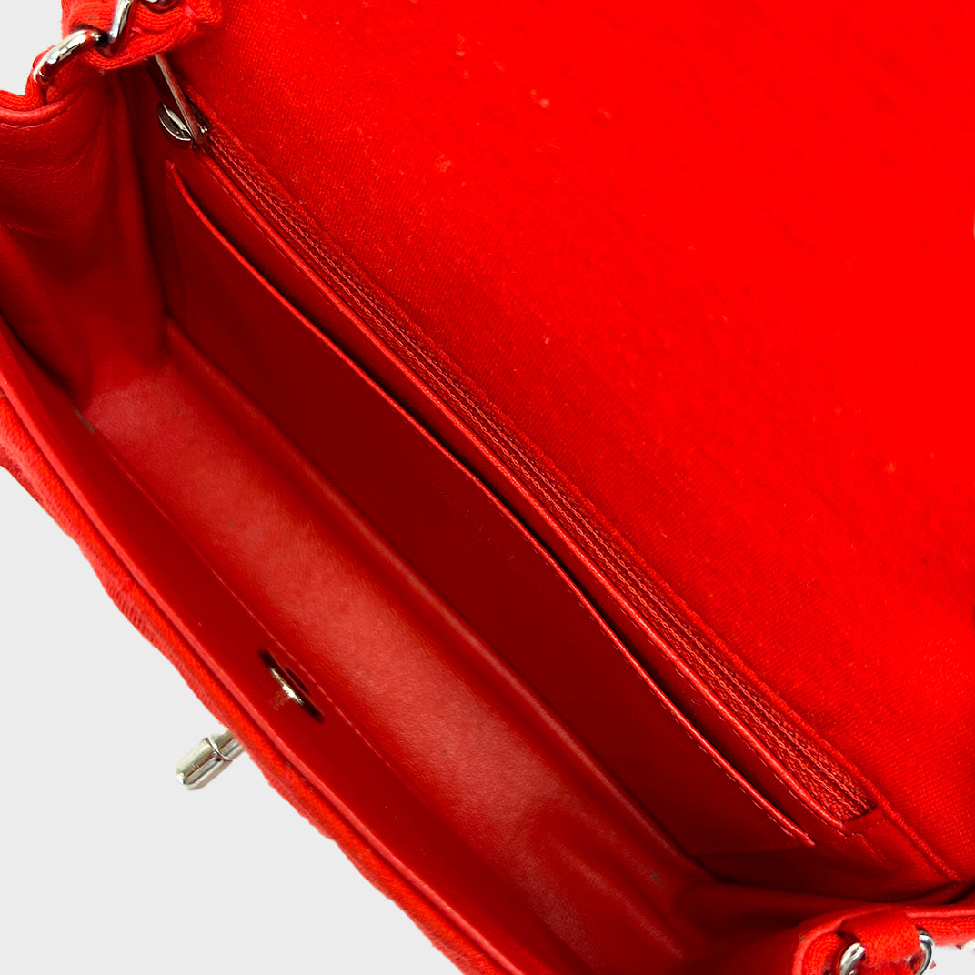 Mini Rectangular Single Flap Shoulder Bag in Red Jersey 2014 [ReSale]