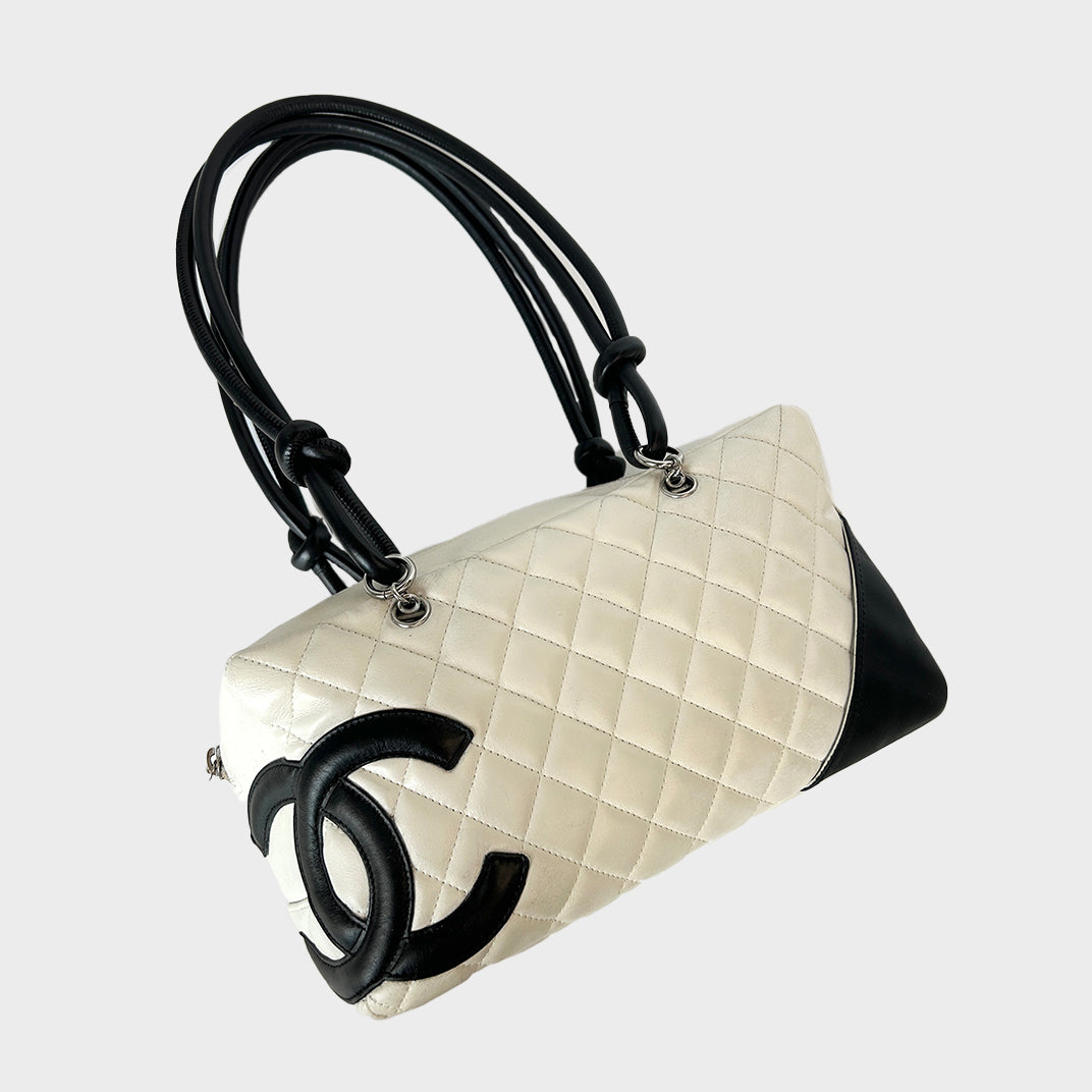 Cambon Ligne Bowler Bag in Quilted White Leather 2005 - 2006 [ReSale]