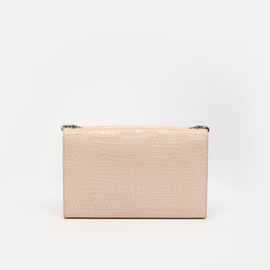 Kate Tassel Croc-Effect Leather Shoulder Bag in Pale Pink