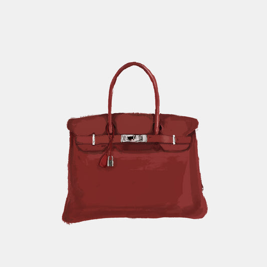 Togo Birkin Retourne 30 in Red with Silver Hardware