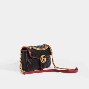✧GUCCI✧ GG Marmont Large Chevron Quilted Leather Shoulder Bag