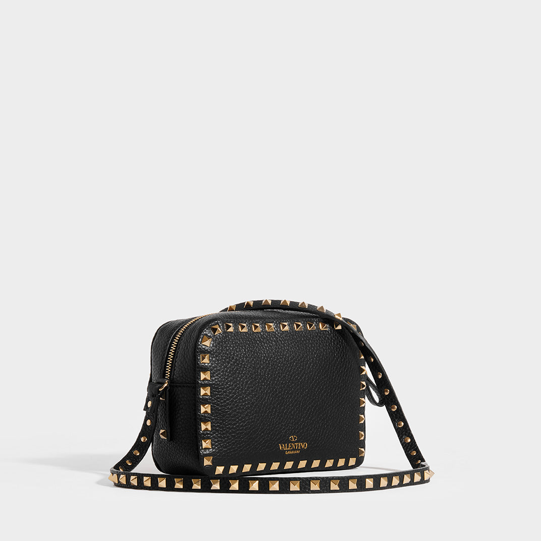 VALENTINO Rockstud Leather Camera Bag in Black COCOON