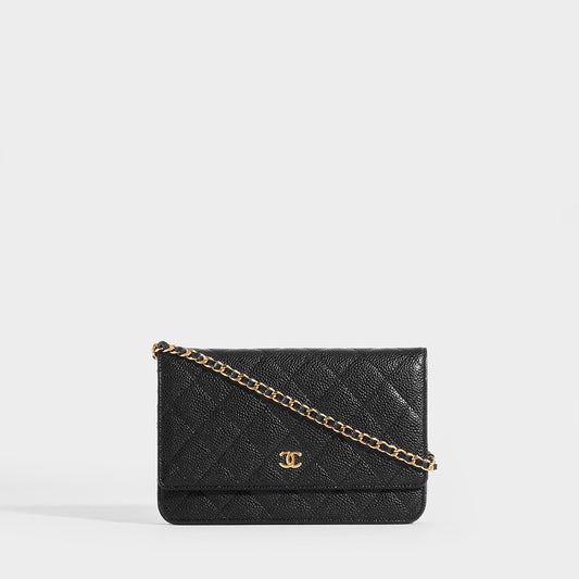 CHANEL Wallet on Chain Caviar Leather Crossbody in Black