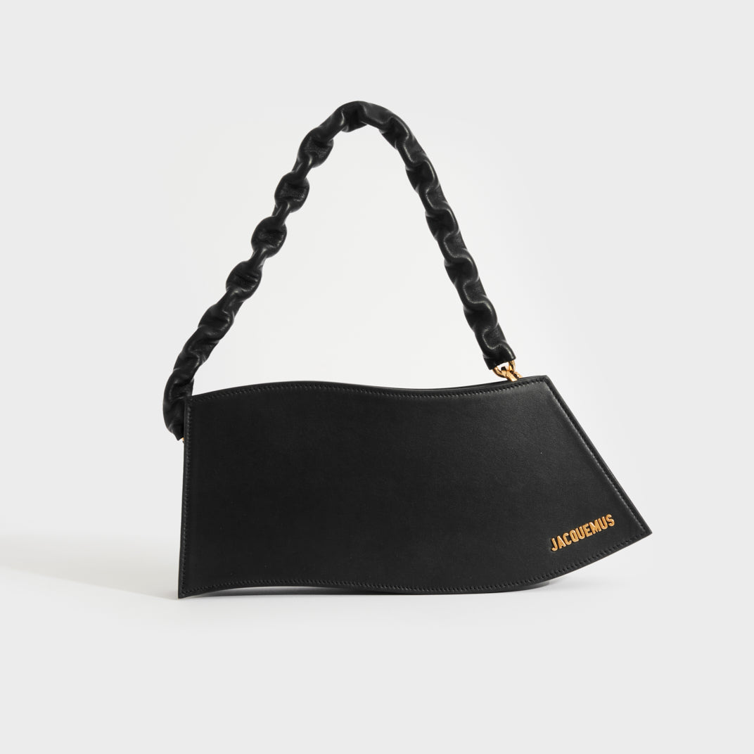 JACQUEMUS La Vague Shoulder Bag in Black Leather | COCOON