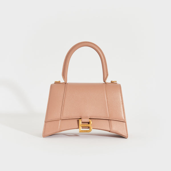 Hourglass Small Leather Tote Bag in Beige - Balenciaga