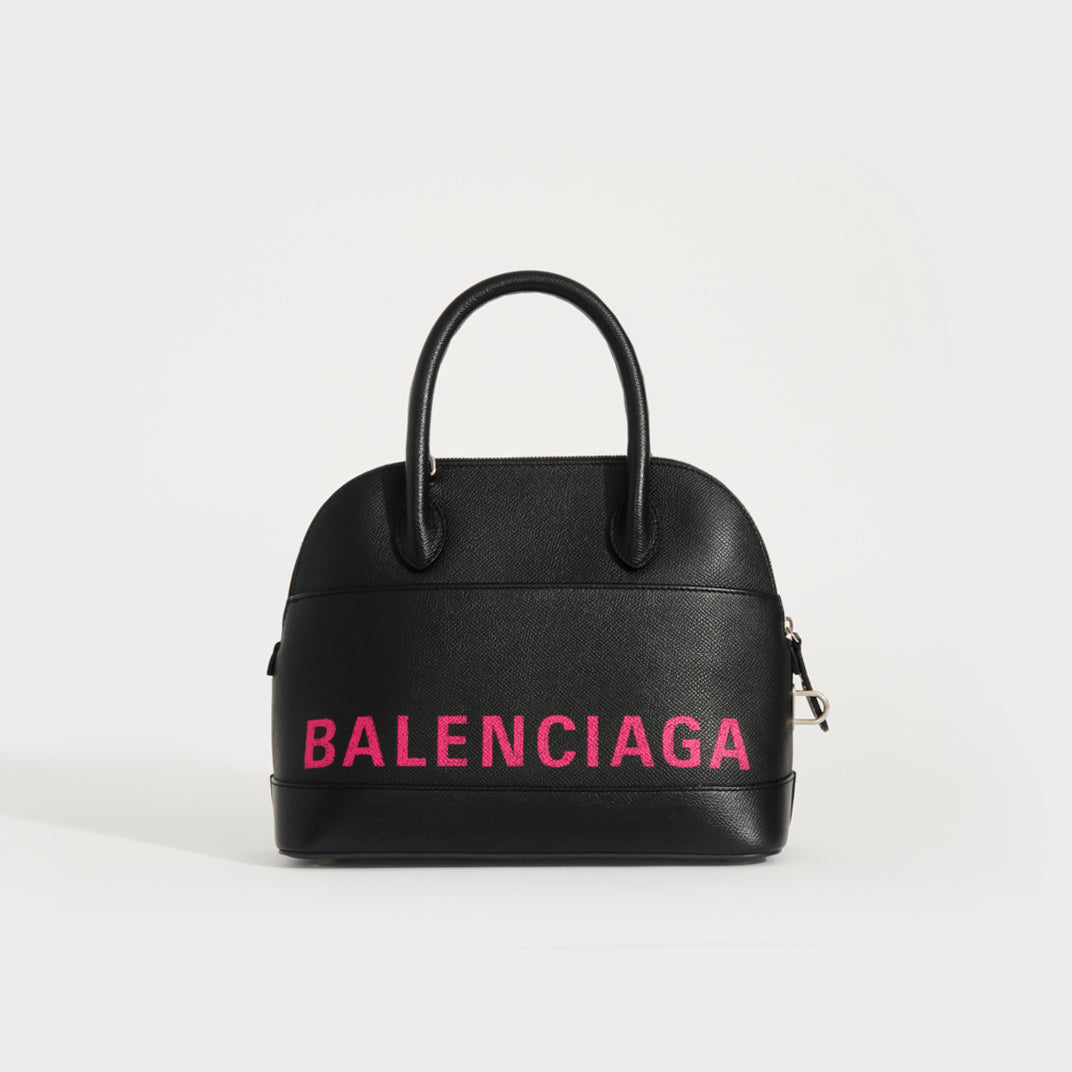 BALENCIAGA Small Leather Ville Top-Handle Bag in Black | COCOON