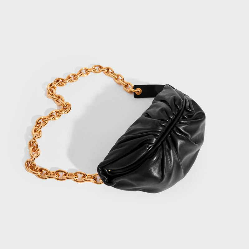 Belt Chain Pouch in Black Leather