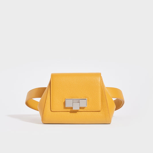 Geometric Leather Belt Bag in Yellow
