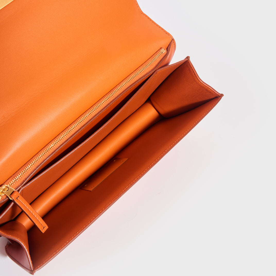 The Classic Small Leather Shoulder Bag in Orange