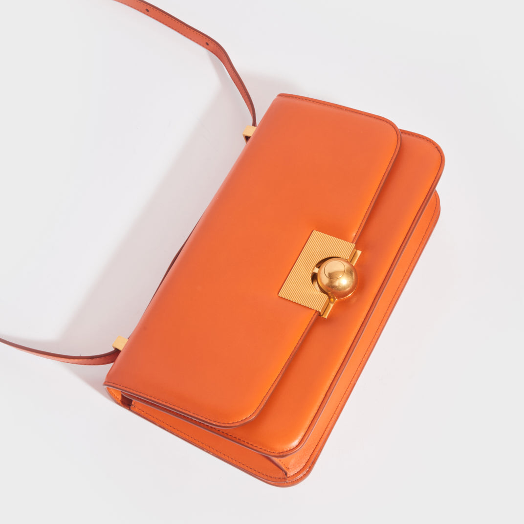 The Classic Small Leather Shoulder Bag in Orange