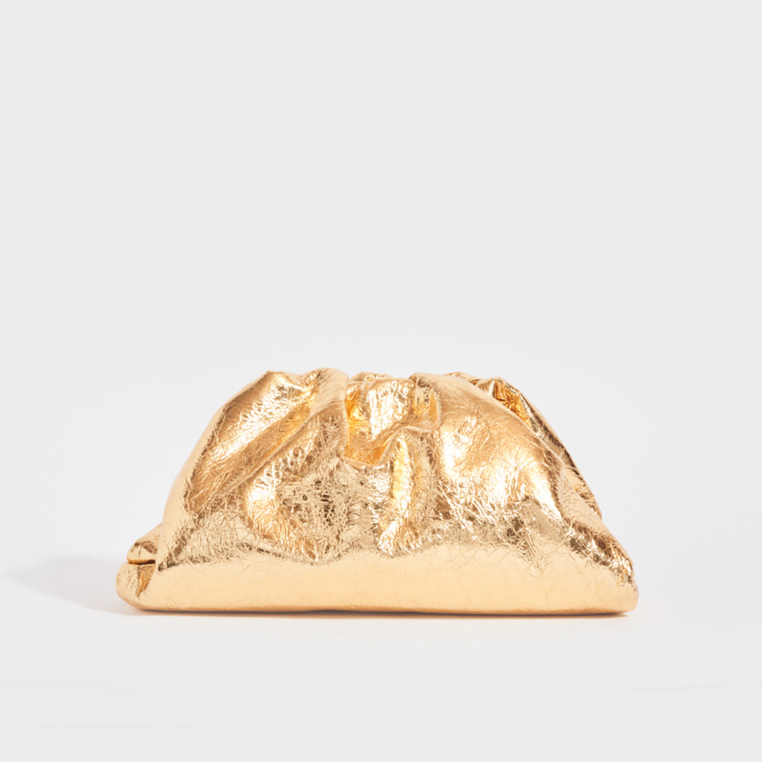 Vintage Bottega Veneta Intrecciato Leather Tassel Clutch Bag – Basha Gold