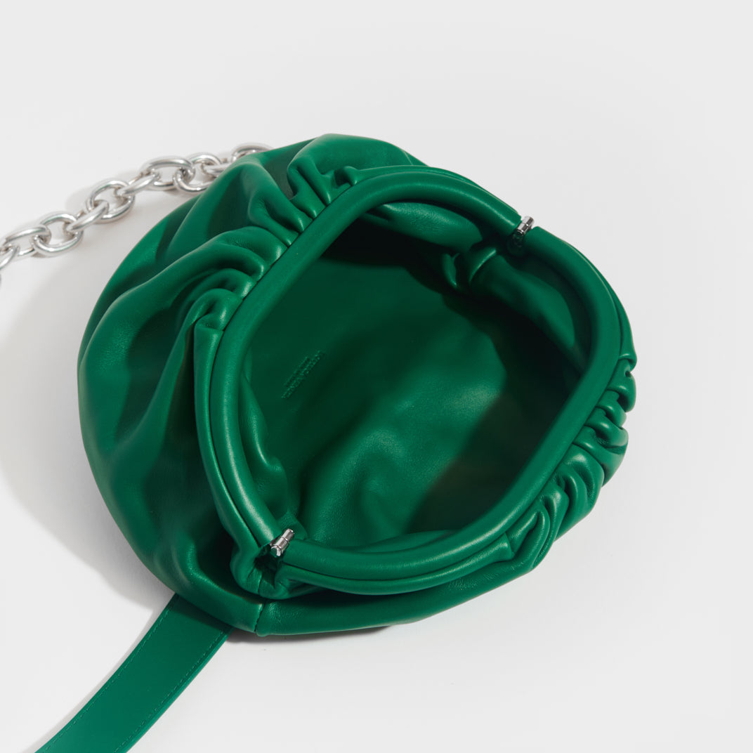 Belt Chain Pouch in Green Leather