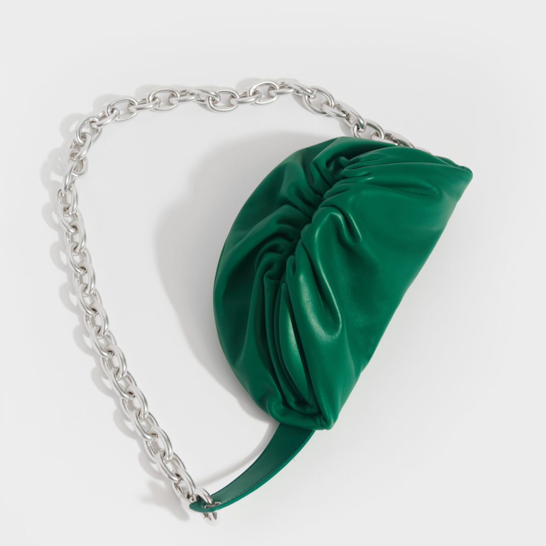 Belt Chain Pouch in Green Leather