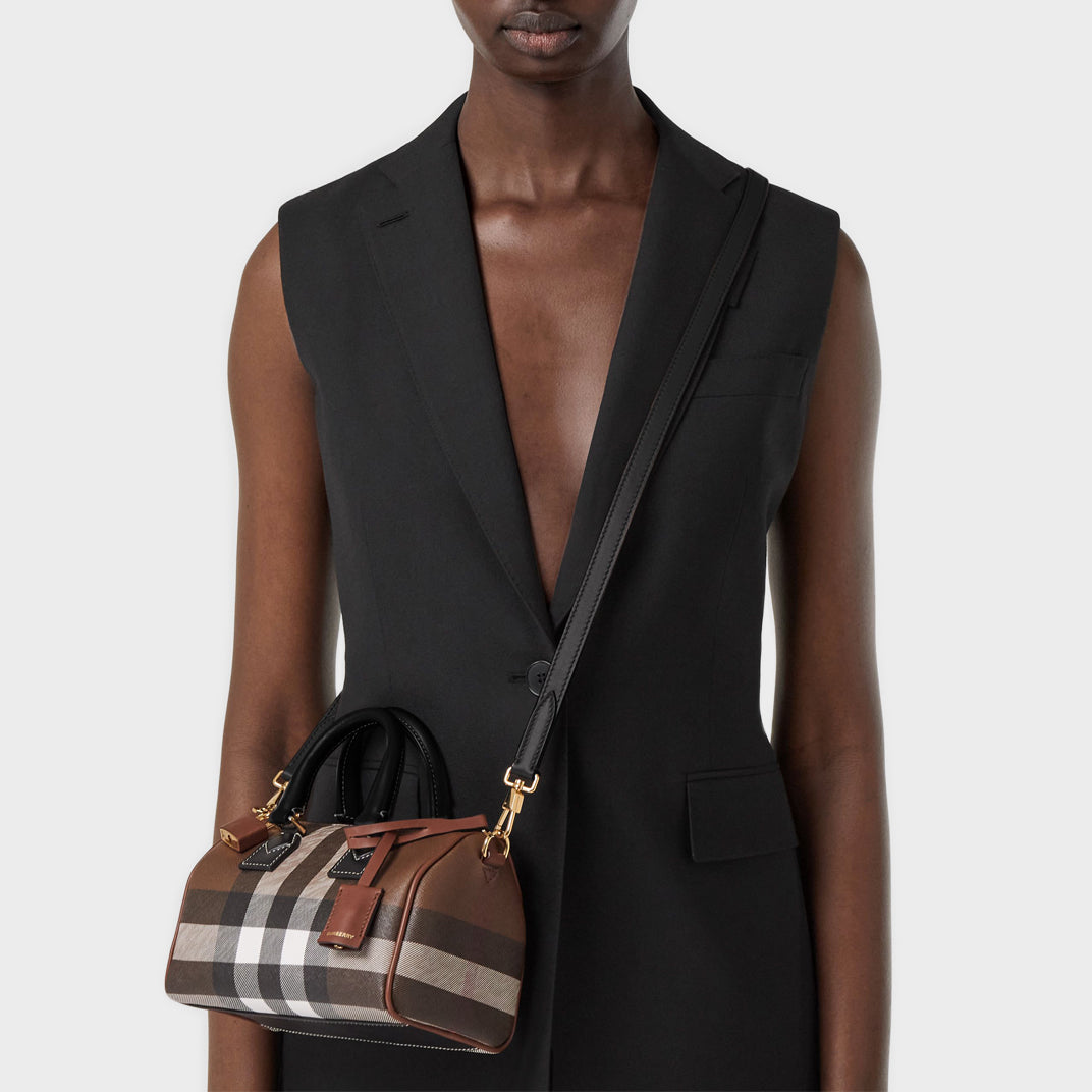 BURBERRY Check Mini Bowling Bag COCOON