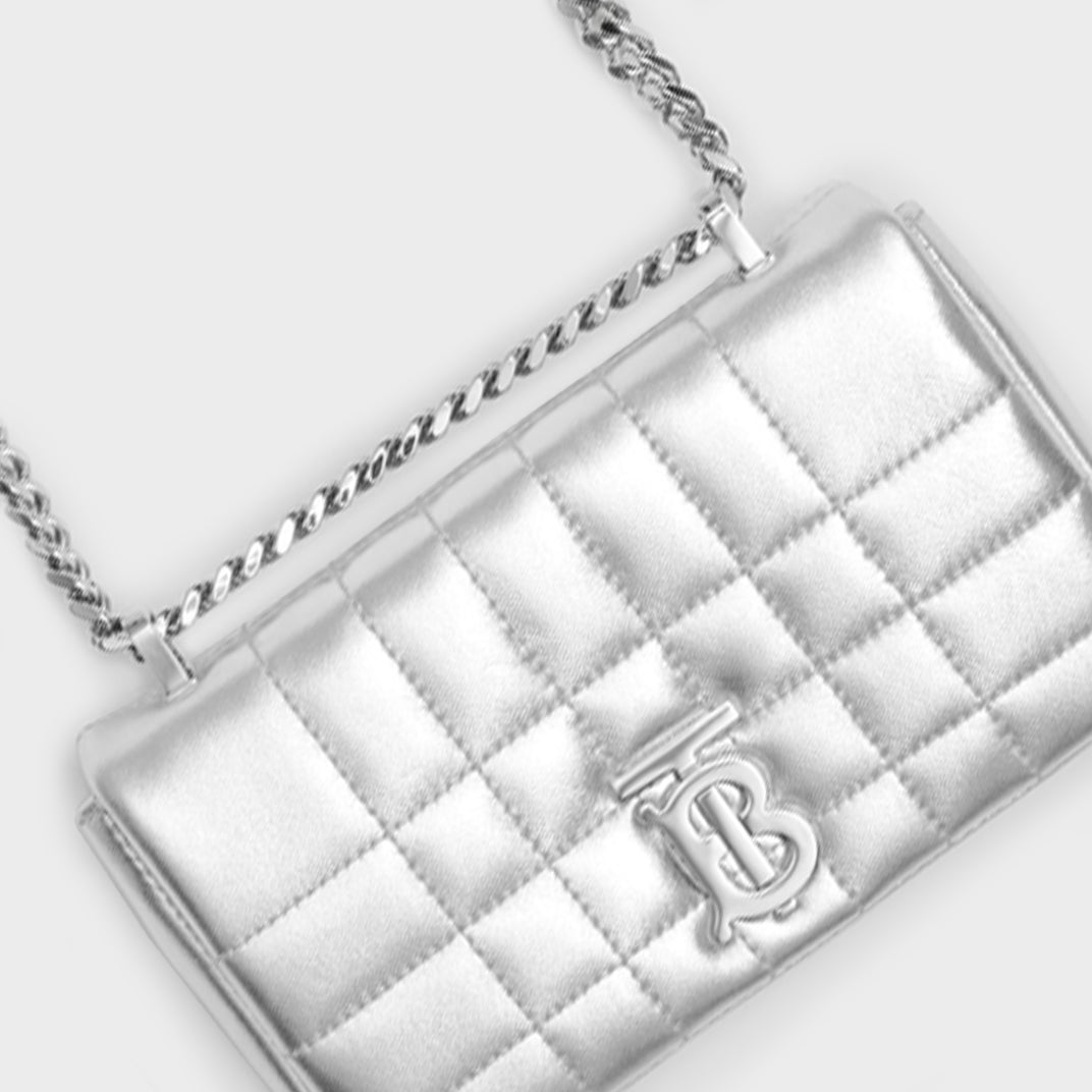 Mini Quilted Leather Lola Bag in Metallic Silver