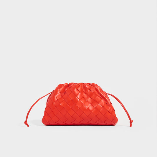 BOTTEGA VENETA Pouch 20 Intrecciato Crossbody in Red