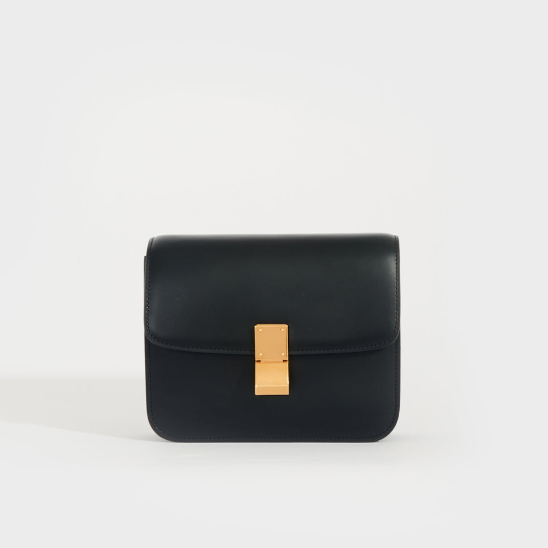 Classic Box Leather Shoulder Bag in Black