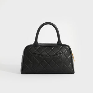 Chanel Limited Edition Vintage Bowling Bag Black and White Leather