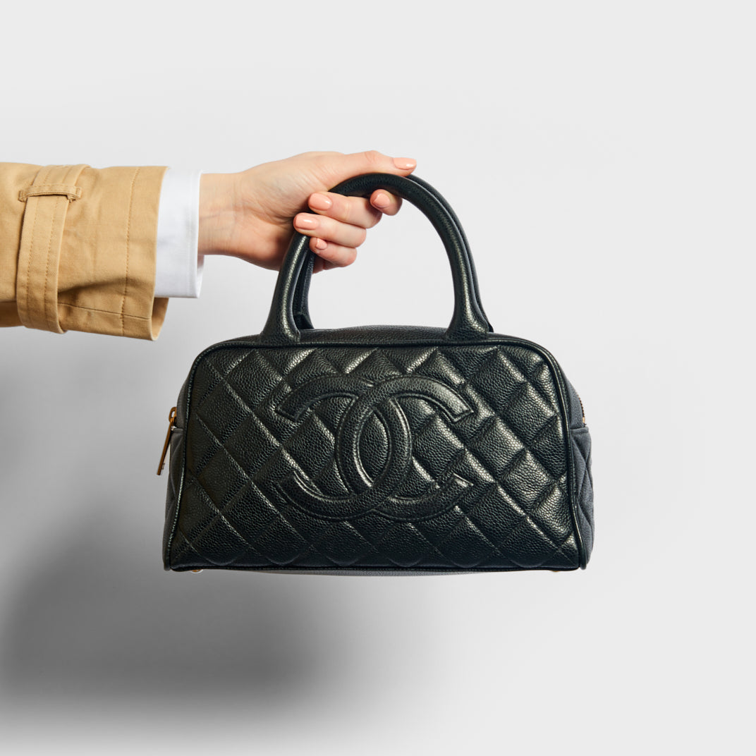 CHANEL Vintage CC Quilted Caviar Bowling Bag COCOON