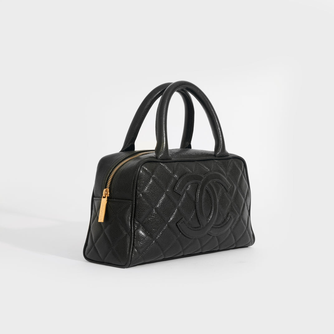 CHANEL Vintage CC Quilted Caviar Bowling Bag COCOON