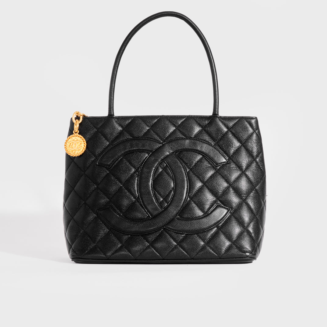 Chanel CC Caviar Medallion Tote Bag
