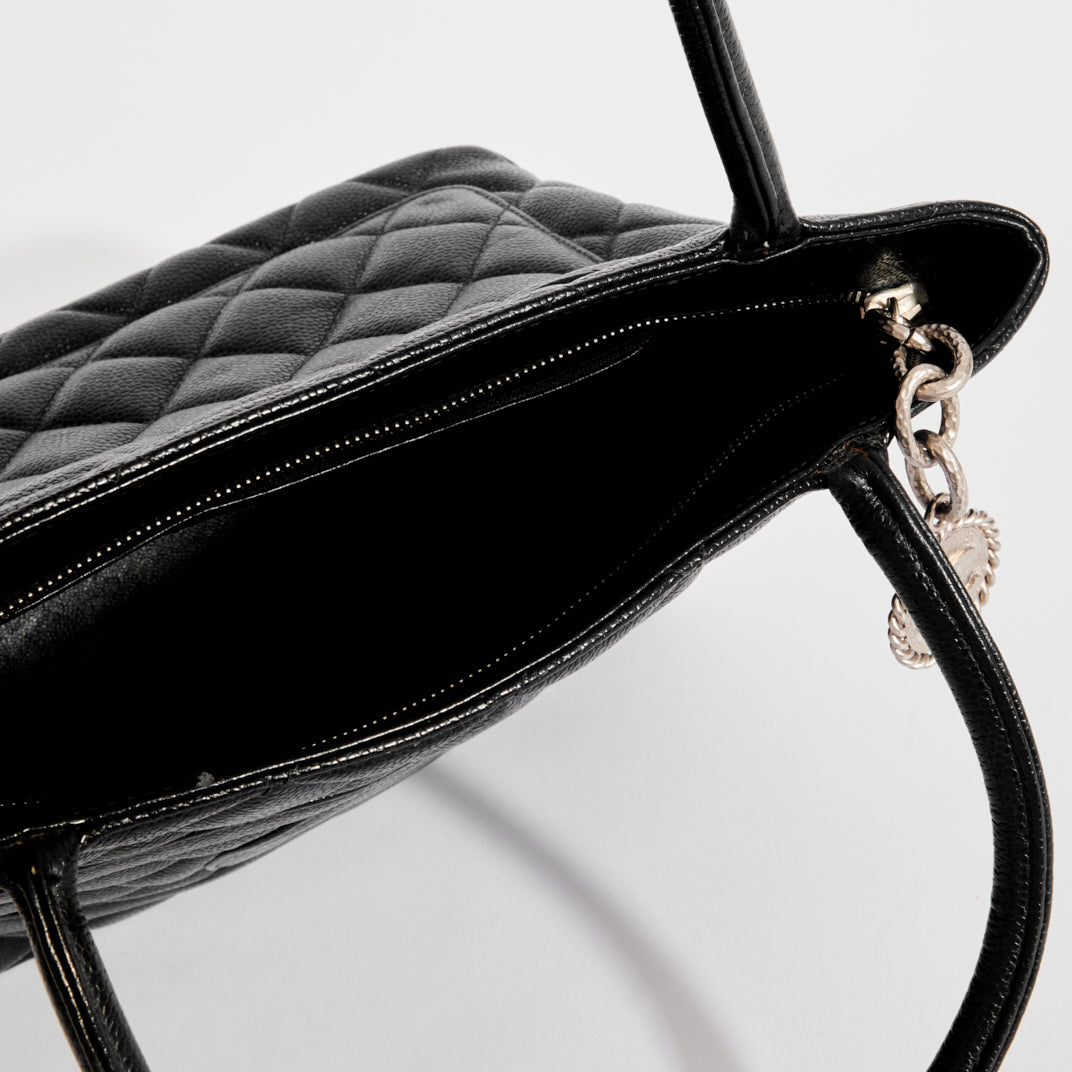 CHANEL, Bags, Chanel Cc Medallion Caviar Tote Handbag