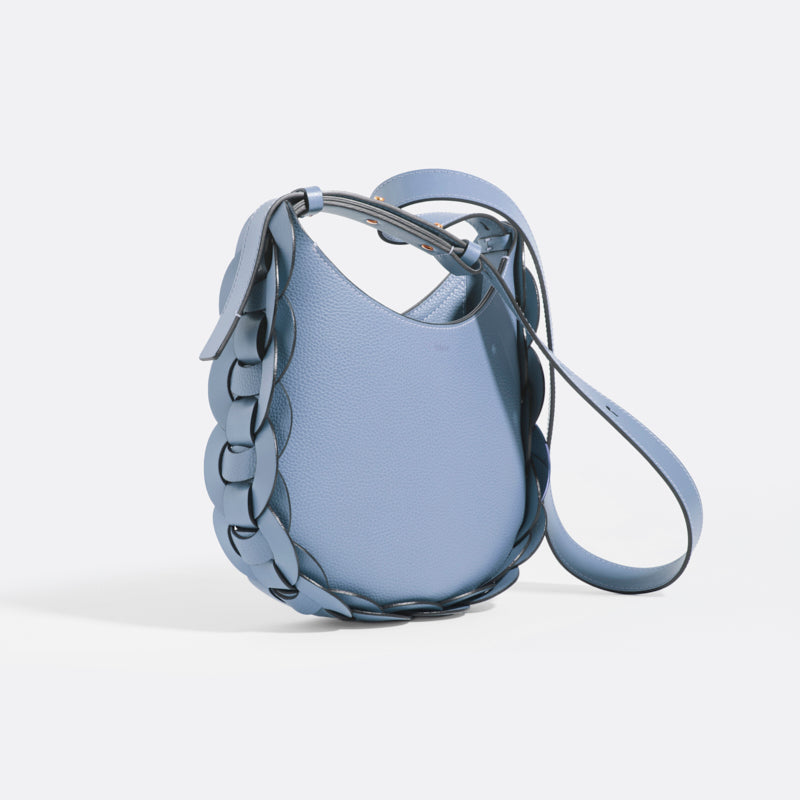 Darryl Small Leather Shoulder Bag in Ash Blue