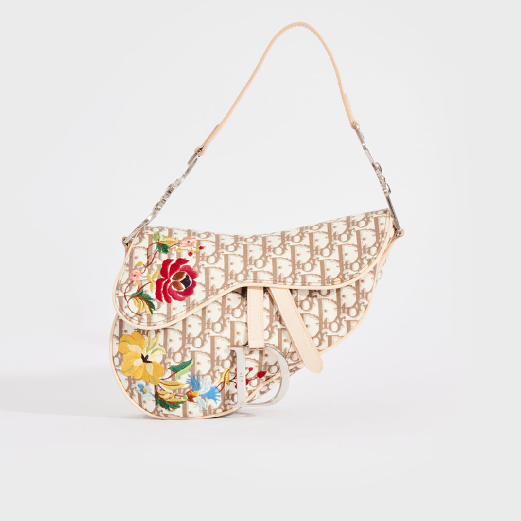 Christian Dior Floral Embroidered Saddle Bag