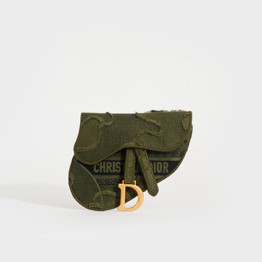 Dior Canvas Embroidered Camouflage Saddle Belt Bag