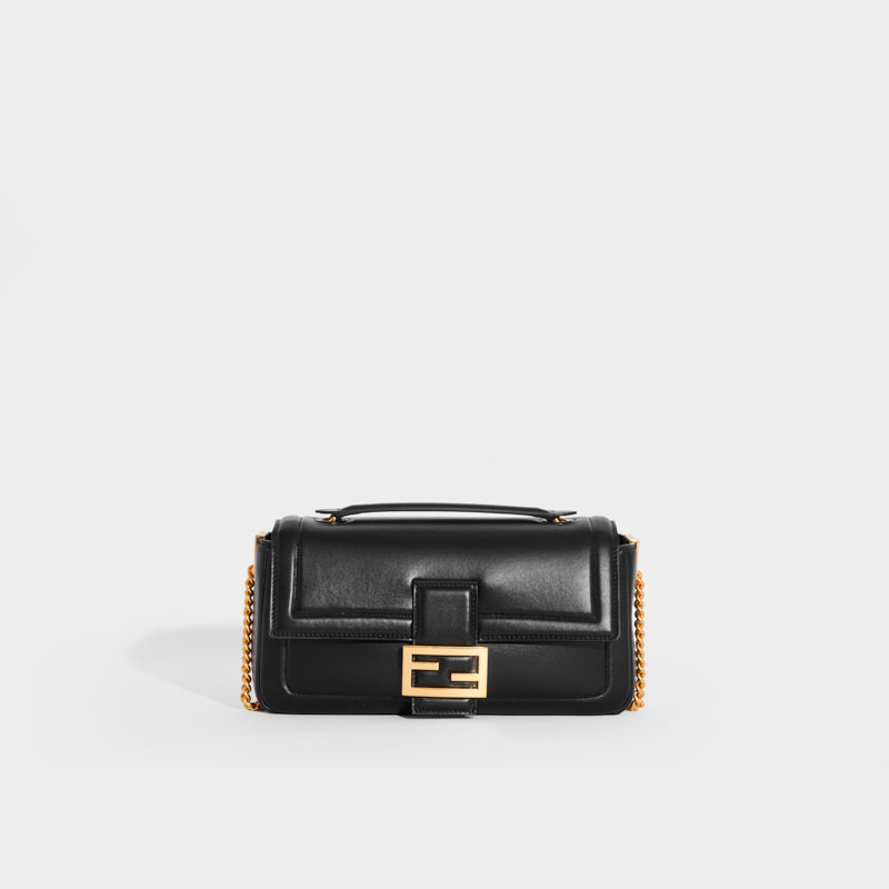 Fendi First Small - Black interlaced leather bag | Fendi
