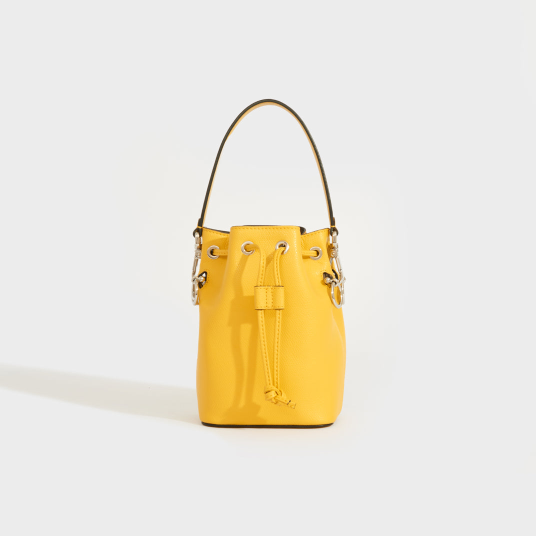 Fendi Mon Tresor Mini Ff Vertigo Canvas & Leather Bucket Bag in Yellow